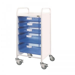 Sunflower Medical Vista 55 Storage Trolley with Three Single and Two Double-Depth Blue Trays