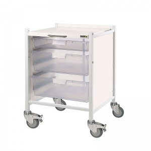 Sunflower Medical Vista 40 Low Level Storage Trolley with One Single-Depth and Two Double-Depth Clear Trays