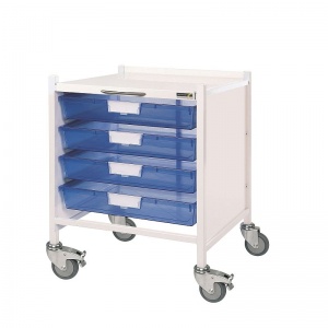 Sunflower Medical Vista 15 Extra Low Level Storage Trolley with Four Single-Depth Blue Trays
