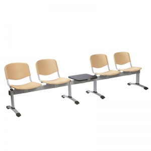 Sunflower Medical Beige Plastic Venus Visitor 5 Section Seating with Table and Four Seats