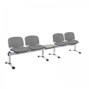 Sunflower Medical Grey Vinyl Venus Visitor 5 Section Seating with Table and Four Seats