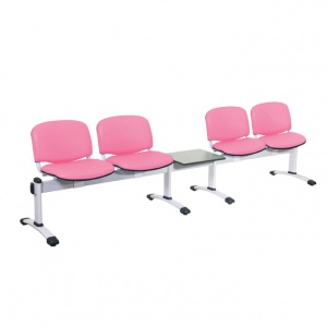 Sunflower Medical Salmon Vinyl Venus Visitor 5 Section Seating with Table and Four Seats