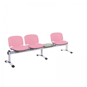 Sunflower Medical Salmon Vinyl Venus Visitor 4 Section Seating with Table and Three Seats