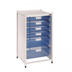 Sunflower Medical Vista Low-Level Storage Module with Four Single and Two Double-Depth Blue Trays