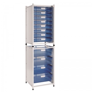 Sunflower Medical Vista High-Level Storage Module with Eight Single and Four Double-Depth Blue Trays
