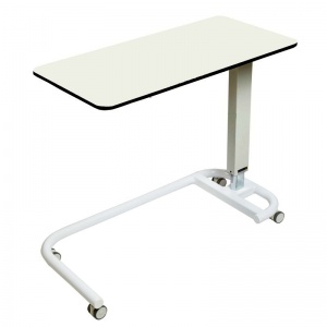 Sunflower Medical White Over Bed Table with C-Shaped Base and Compact Grade Laminate Flat Top