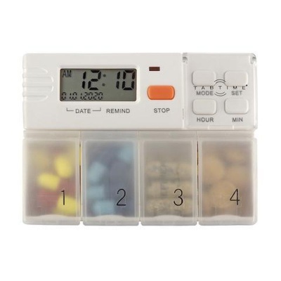 Tabtime 4 Pill Box  with Daily Pill Alarm