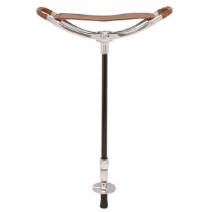 Tan Leather Adjustable Shooting Seat Stick with Black Shaft