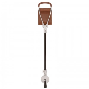 Tan Leather Adjustable Shooting Seat Stick with Black Shaft