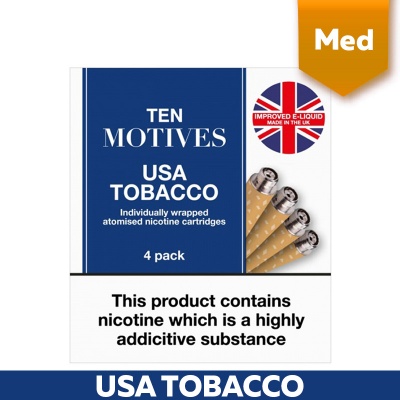 10 Motives E-Cigarette Medium Strength USA Tobacco Refill Cartridges (16mg)