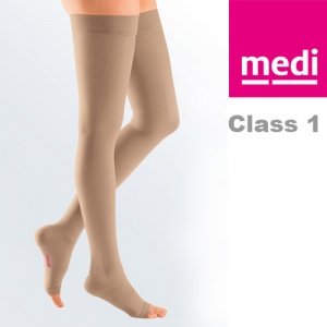 Medi Mediven Plus Class 1 Beige Thigh Compression Stockings with Open Toe