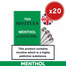 10 Motives E-Cigarette Menthol Refill Cartridges Saver Pack (20 Packs)