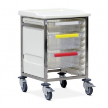 Bristol Maid Low Level Single Column 785mm High Procedure Trolley with 1 Small Tray and 2 Large Trays