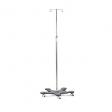 Bristol Maid Easy-Clean Mobile IV Stand With Two-Hooks (Red Base Cap)