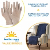 Raynaud's Disease Silver Gloves and Homeglow B-Warm Seat Cover Bundle