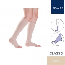 Sigvaris Traditional Unisex Class 3 Knee High Beige Compression Stockings with Open Toe