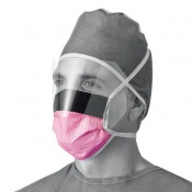 Medline Level 3 Fluid-Resistant Surgical Face Mask with Eyeshield (Box of 25 Masks)
