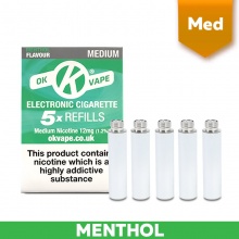 OK Vape E-Cigarette Medium Strength Menthol Refill Cartridges (12mg)