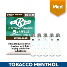 OK Vape E-Cigarette Medium Strength Tobacco Menthol Refill Cartridges (12mg)