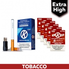 OK Vape Rechargeable E-Cigarette Starter Kit and Extra High Strength Tobacco Refill Cartridges Saver Pack