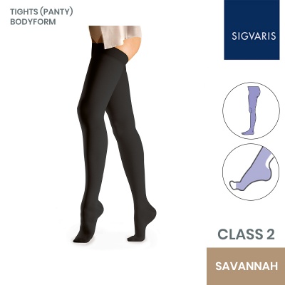 Sigvaris Essential Comfortable Unisex Class 2 Savannah Compression Bodyform Tights with Open Toe