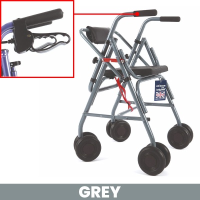 Uniscan Glider Plus Adjustable 4-Wheel Walker with Lever Brake (Grey)