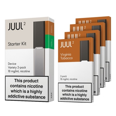 JUUL2 Vape Device Starter Kit and Virginia Tobacco JUUL Pods Saver Pack