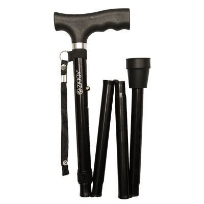 Ziggy Economy Black Height-Adjustable Folding Walking Stick